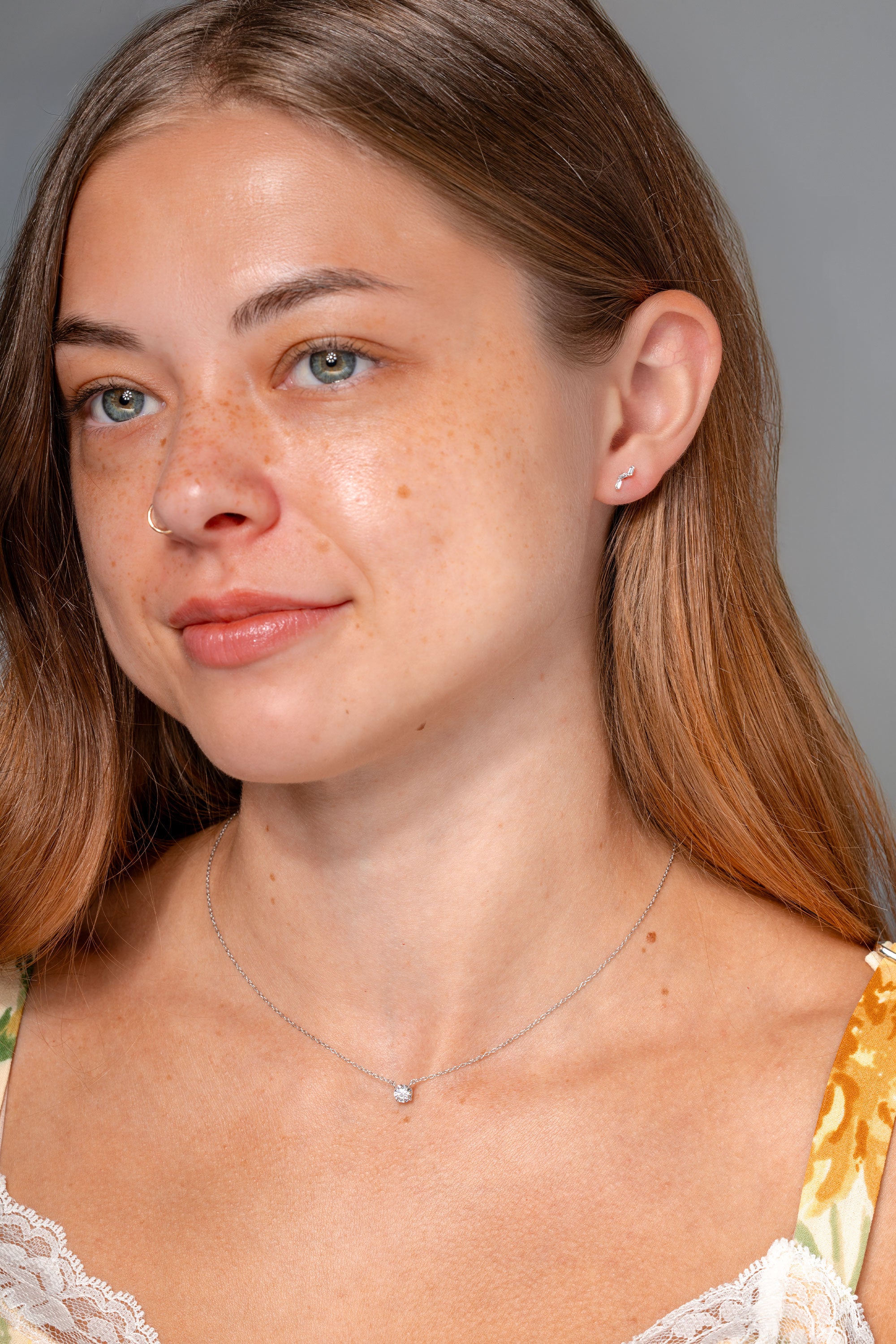 Offset Baguette Stud Earrings