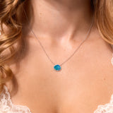 Opal & Diamond Halo Necklace