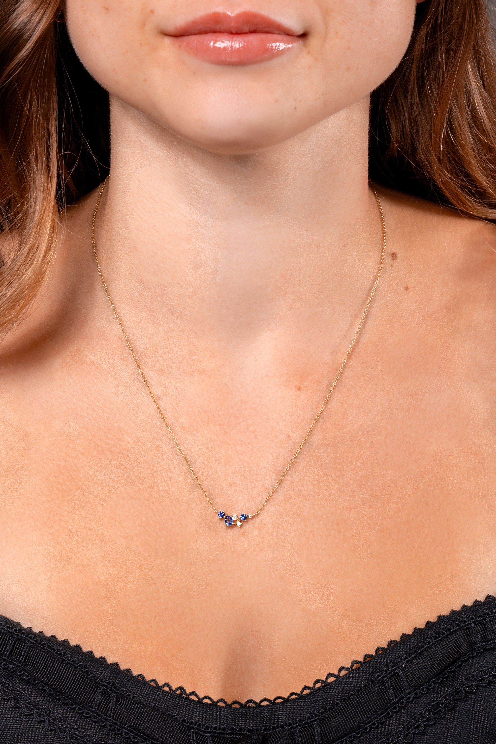 Organic Sapphire and Diamond Necklace