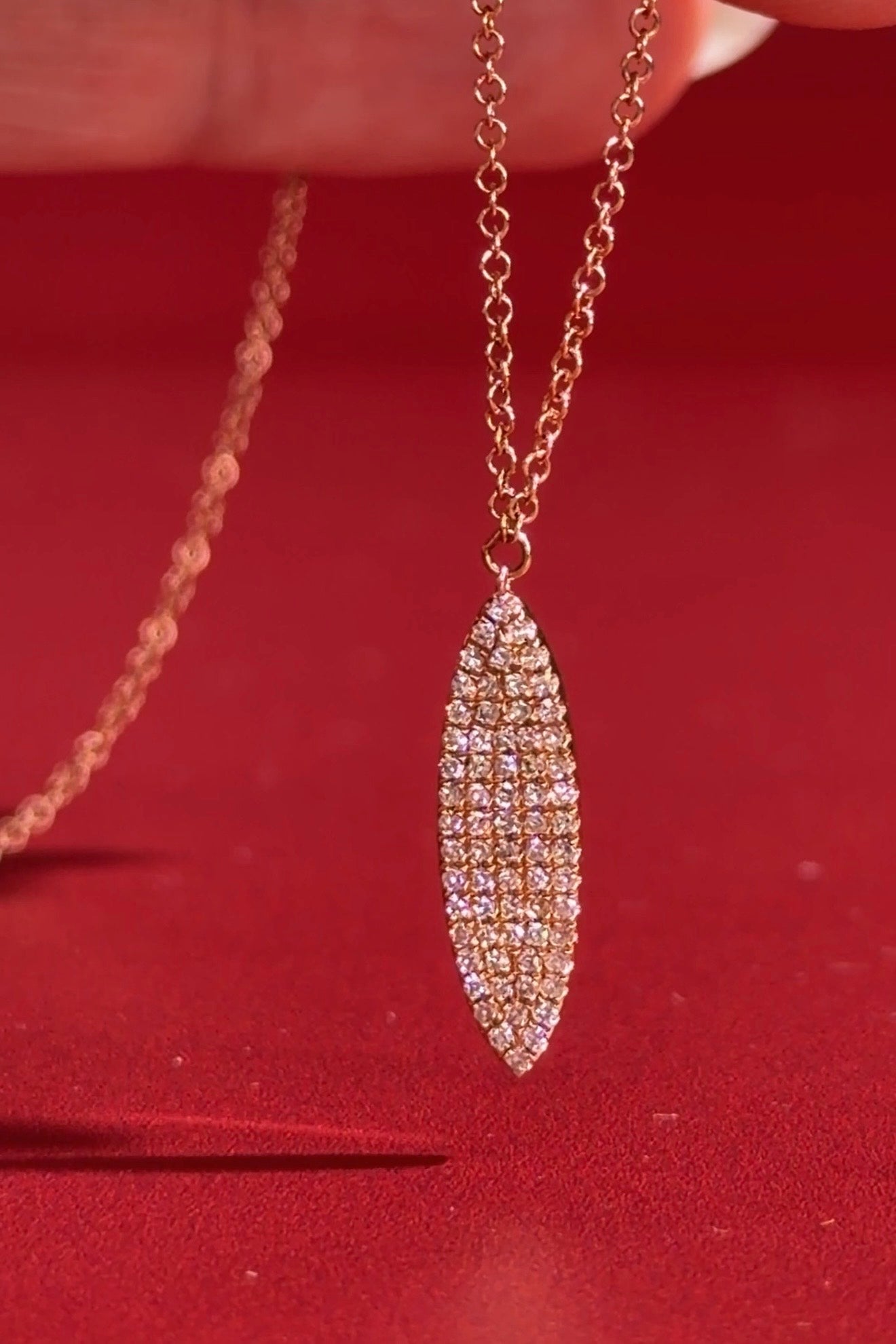 Pavé Diamond Surfboard Necklace
