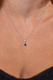 Pear Blue Sapphire & Diamond Necklace