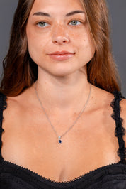 Pear Blue Sapphire & Diamond Necklace