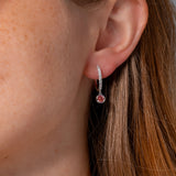 Pink Lab Diamond Dangle Hoops