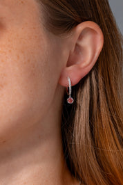 Pink Lab Diamond Dangle Hoops