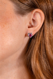 Pink Topaz Heart Studs