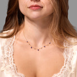 Round Bezel Lapis Lazuli and Diamonds Necklace