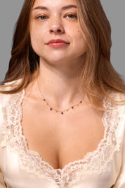 Round Bezel Lapis Lazuli and Diamonds Necklace