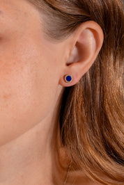 Round Lapis Lazuli Stud Earrings