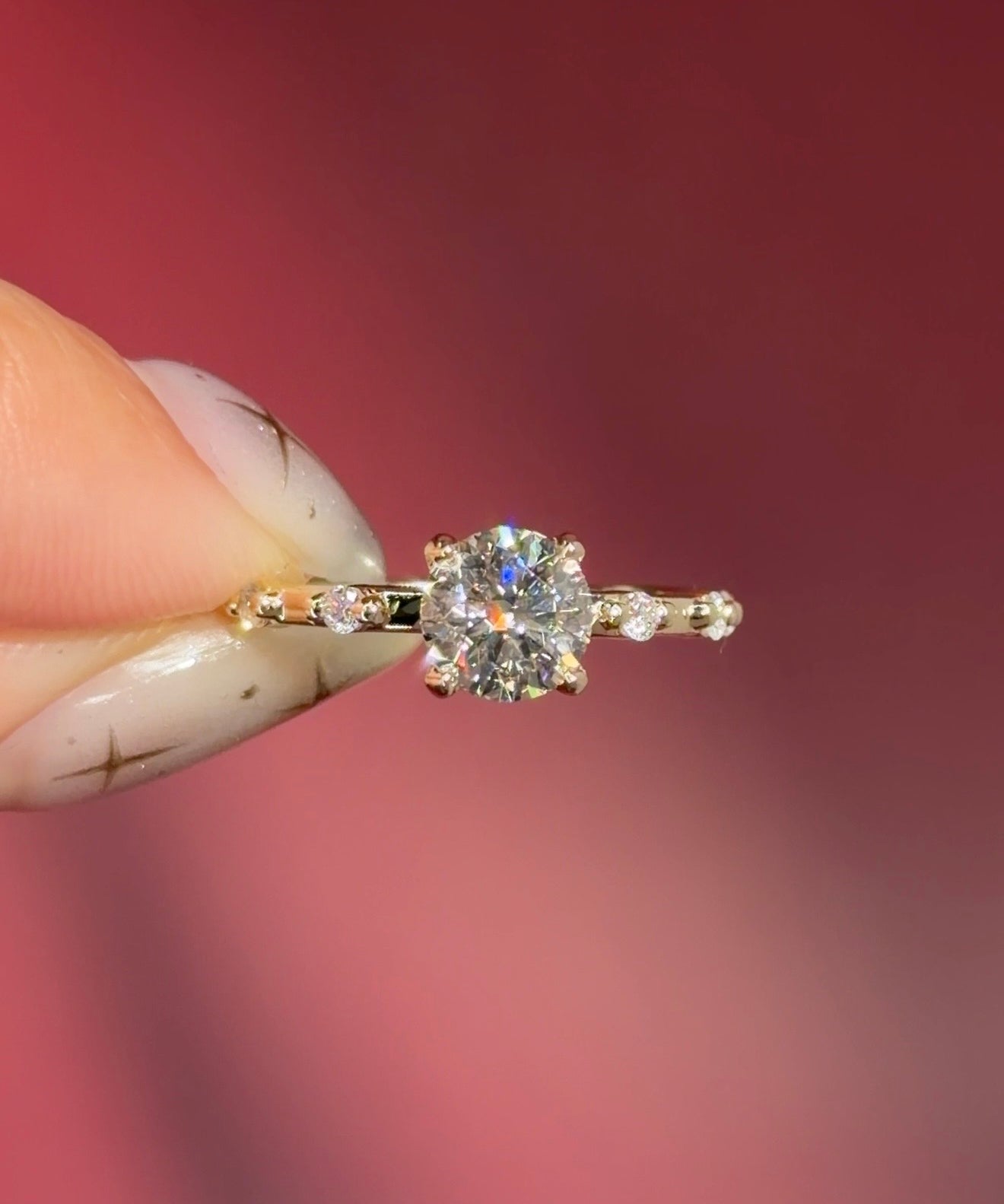 round lab diamond yellow gold engagement ring floating diamond band hidden halo