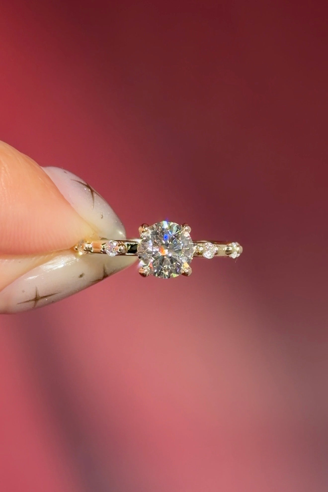 round lab diamond yellow gold engagement ring floating diamond band hidden halo