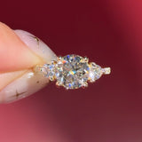 round lab diamond pave yellow gold engagement ring side stones trio