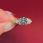 round yellow gold cluster petal prong engagement ring