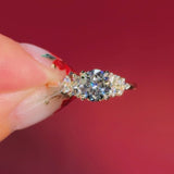 round yellow gold cluster petal prong engagement ring