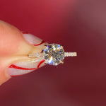 Round Pavé Diamond Solitaire cathedral Setting in Yellow Gold