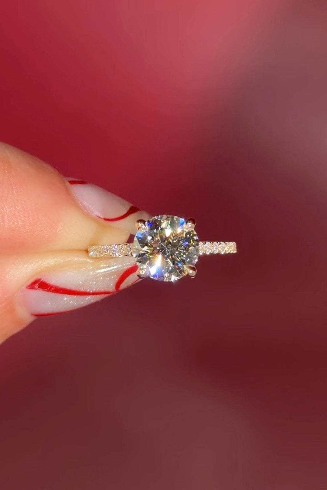 Round Pavé Diamond Solitaire cathedral Setting in Yellow Gold