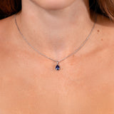 Sapphire Pear Bezel Necklace