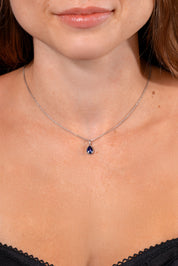 Sapphire Pear Bezel Necklace