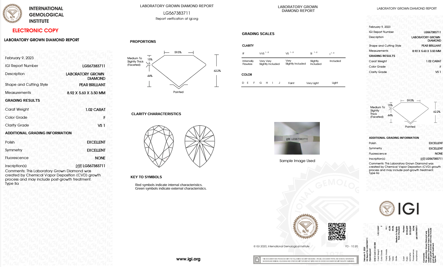 2.06ct F-VS1 Lab Diamond Pear Drop Hoops