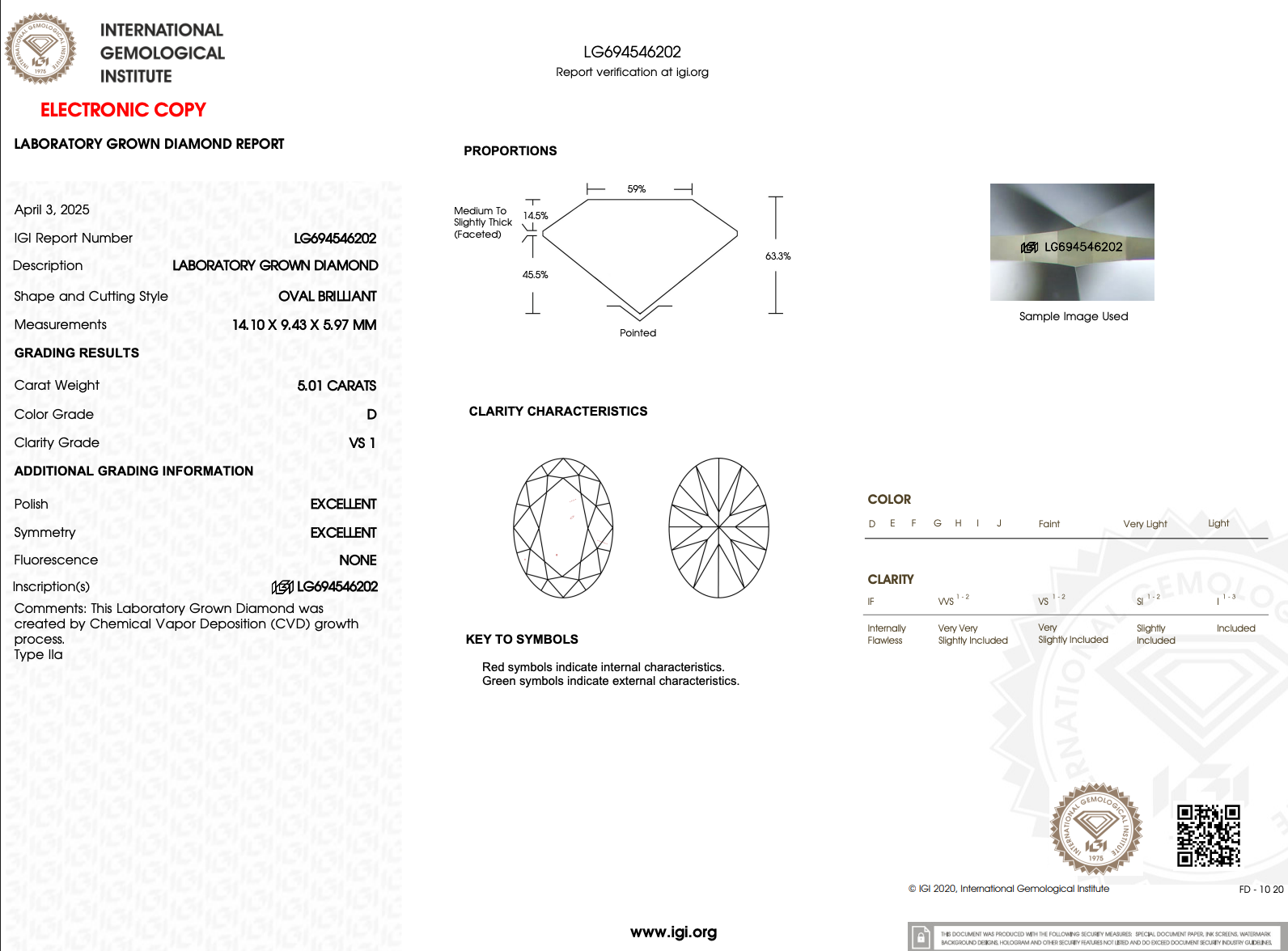 5.01ct D-VS1 Oval Lab Diamond Stephanie