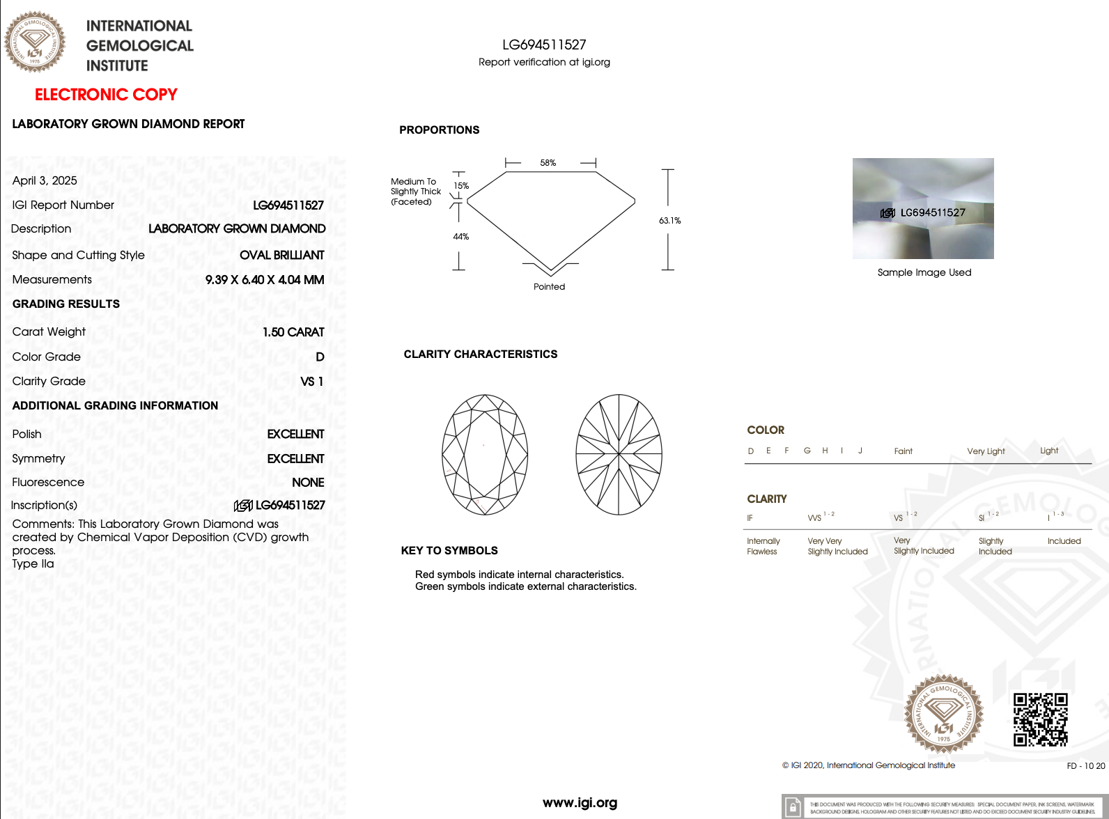 1.50ct D-VS1 Oval Lab Diamond Kayla