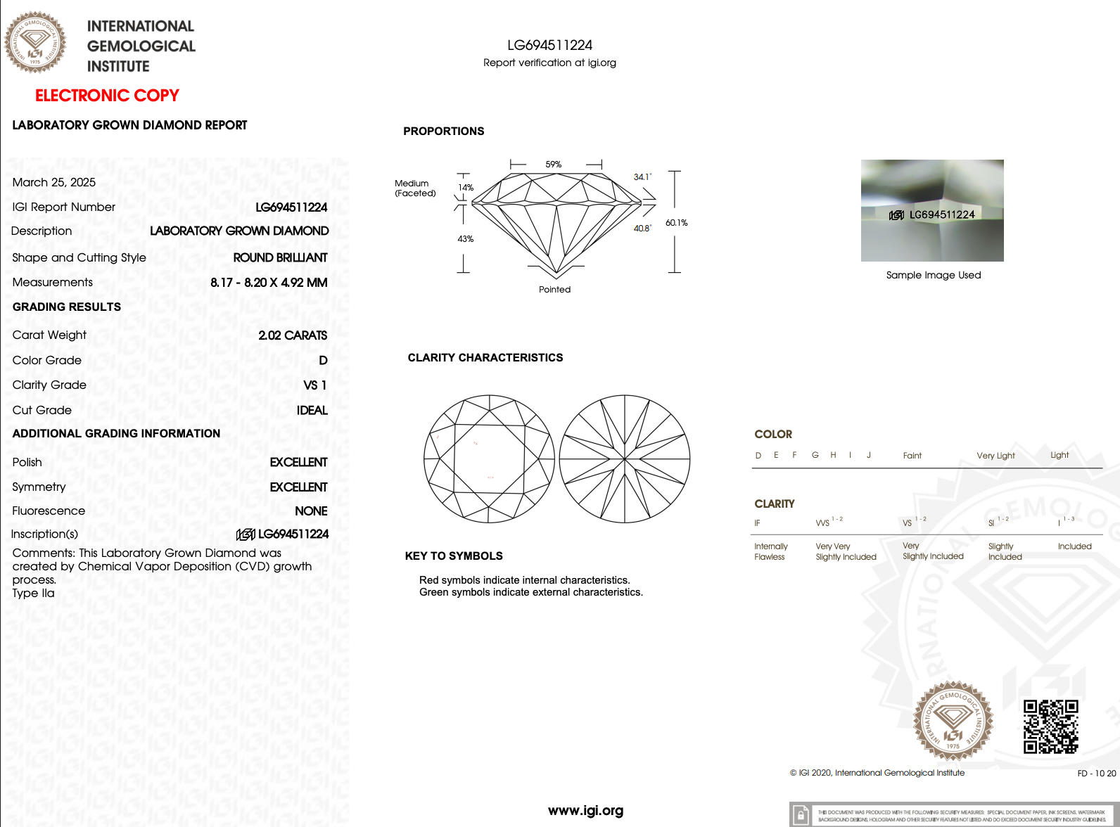 2.02ct D-VS1 Round Lab Diamond Nova