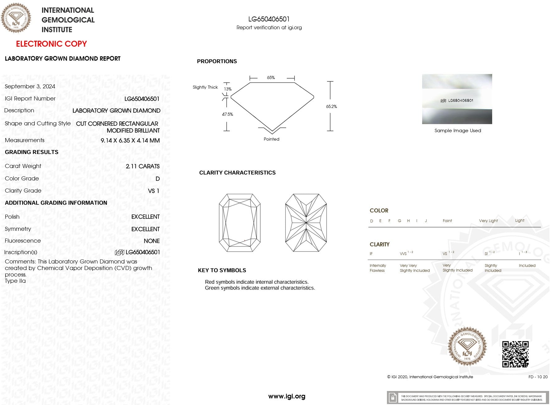 2.11ct D-VS1 Radiant Lab Diamond Stephanie