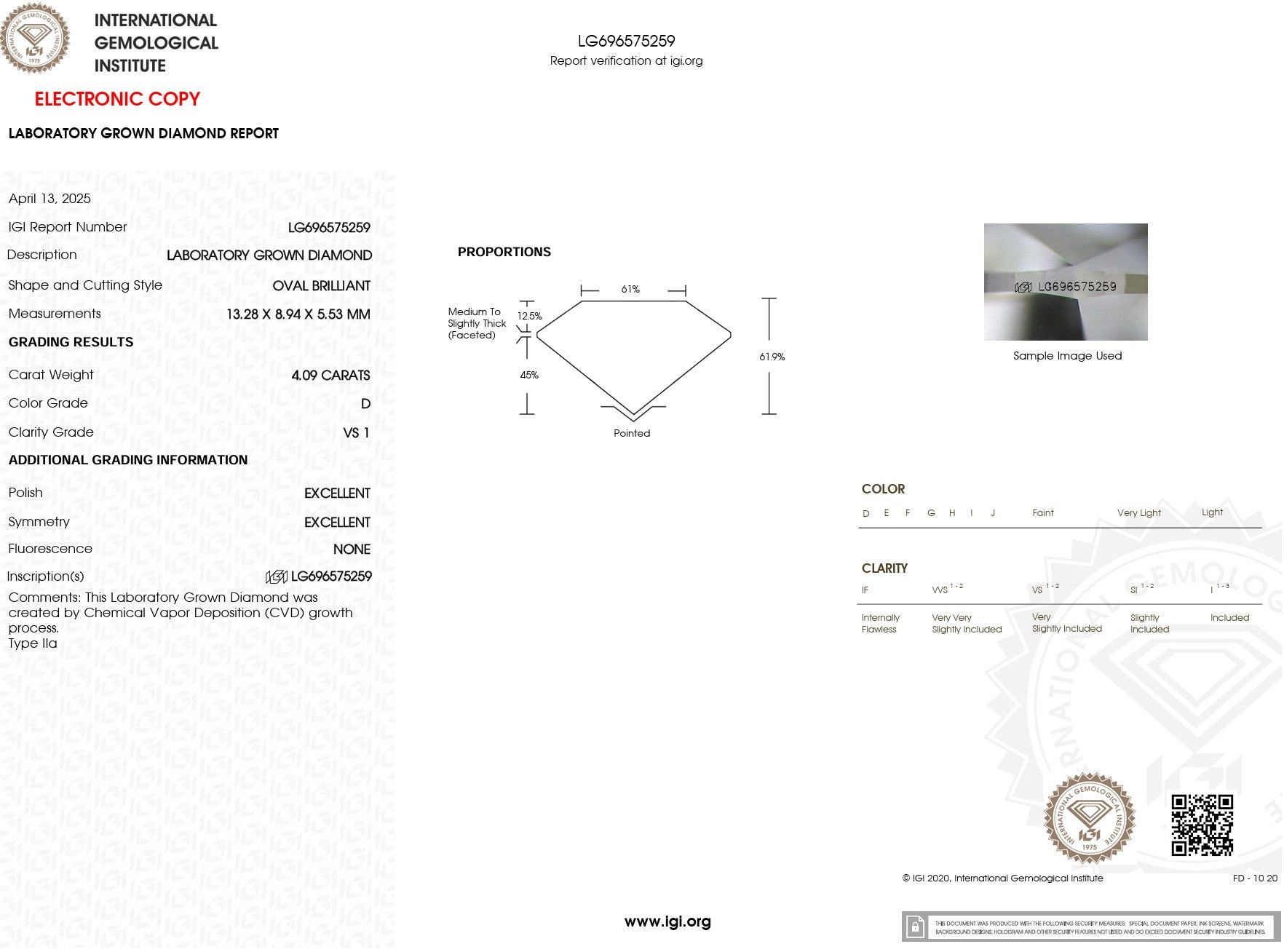 4.09ct D-VS1 Oval Lab Diamond Supernova