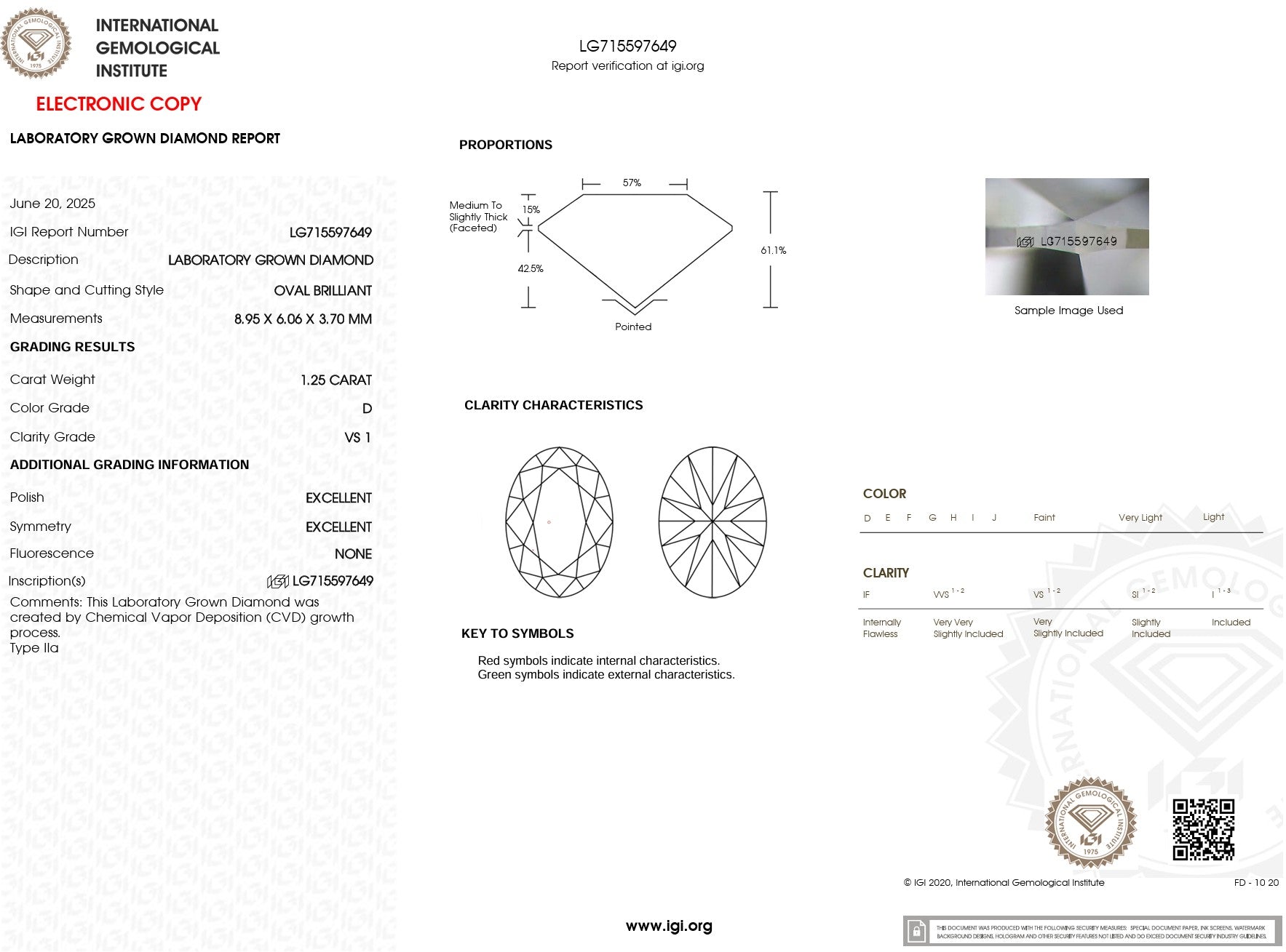 1.25ct D-VS1 Oval Lab Diamond Caraline