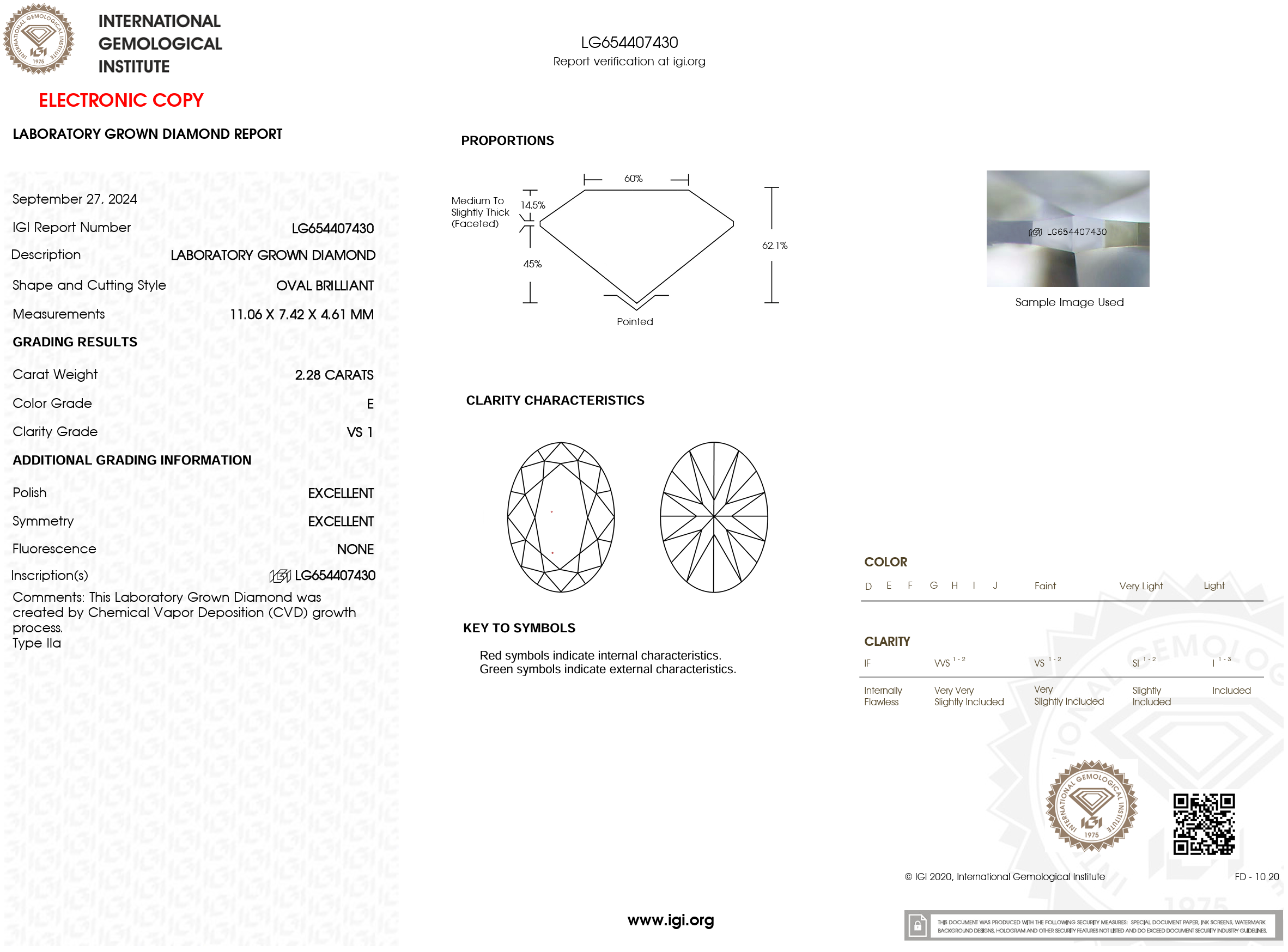2.28 Carat E-VS1 Oval Lab Grown Diamond - IGI (#120625)