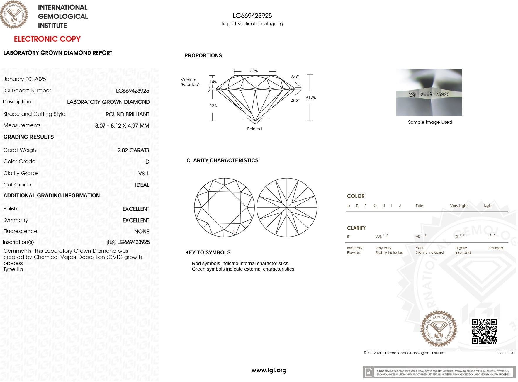 2.02ct D-VS1 Round Lab Diamond Samantha