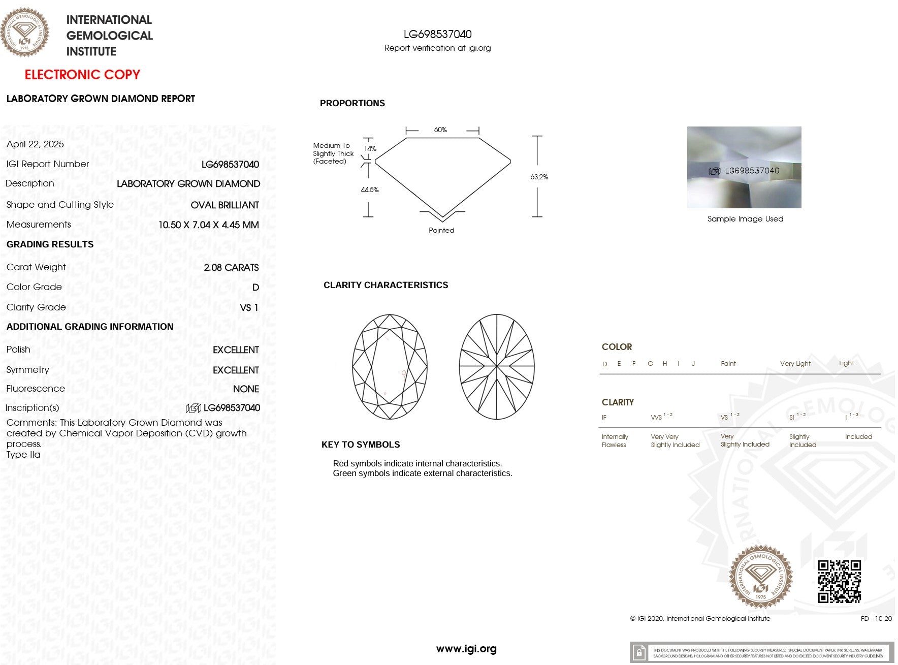 2.08ct D-VS1 Oval Lab Diamond Nova