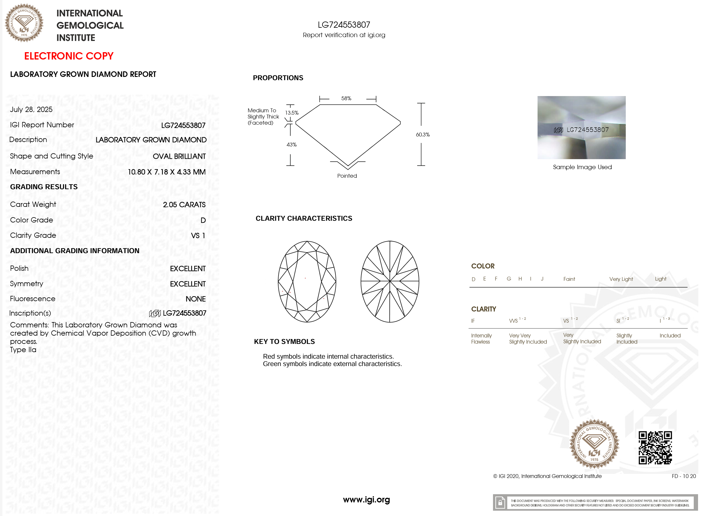 2.05 Carat D-VS1 Oval Lab Grown Diamond - IGI (#120990)