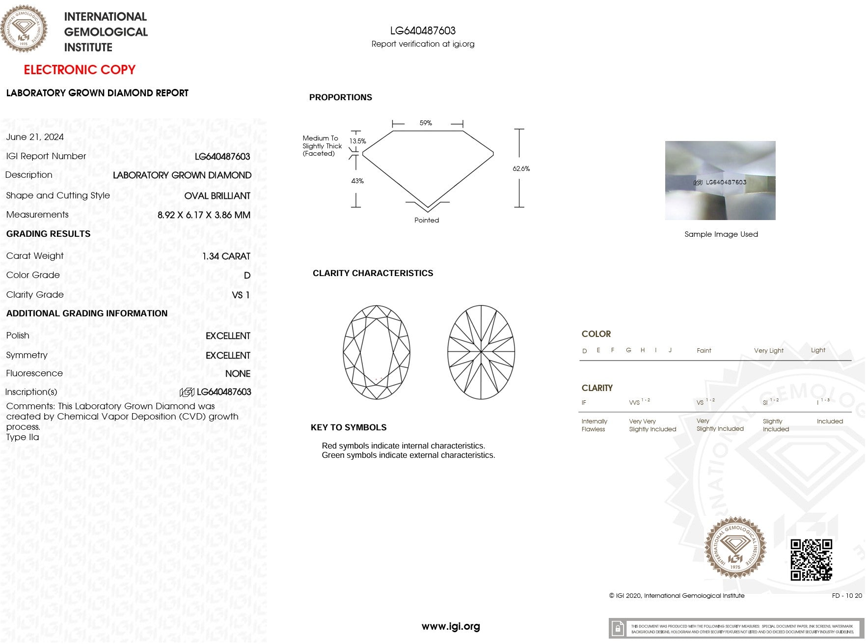 1.34ct D-VS1 Oval Lab Diamond Kaia