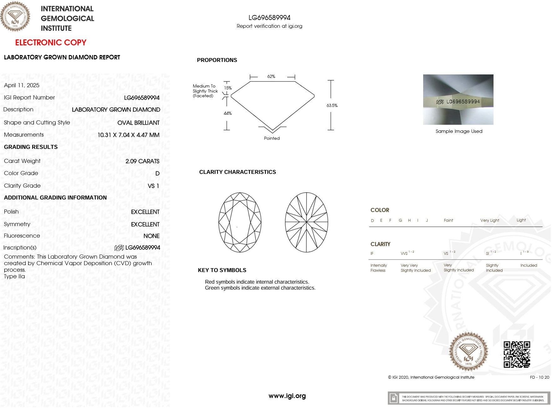 2.09ct D-VS1 Oval Lab Diamond Rei