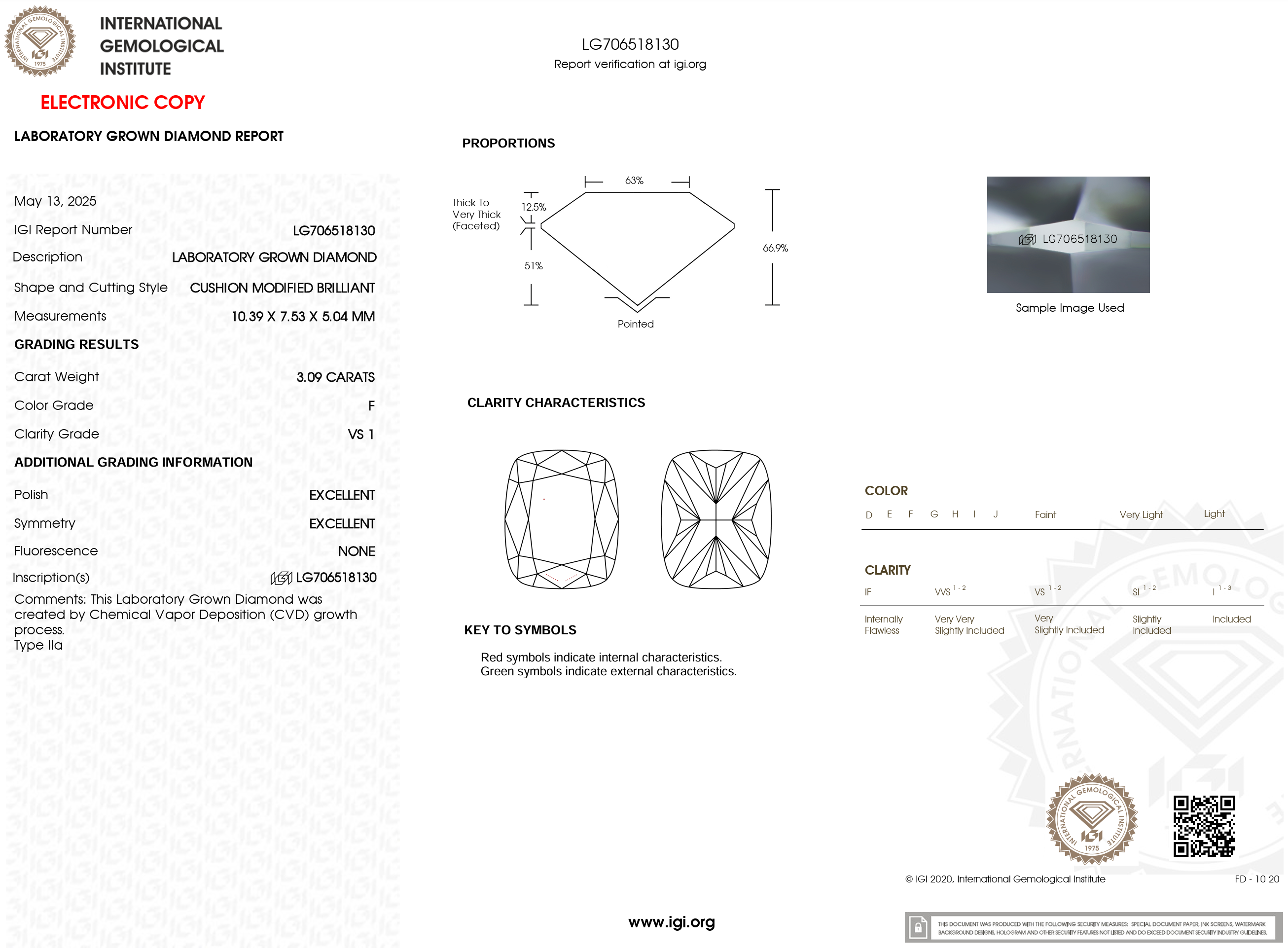 3.09 Carat F-VS1 Elongated Cushion Lab Grown Diamond - IGI (#121341)