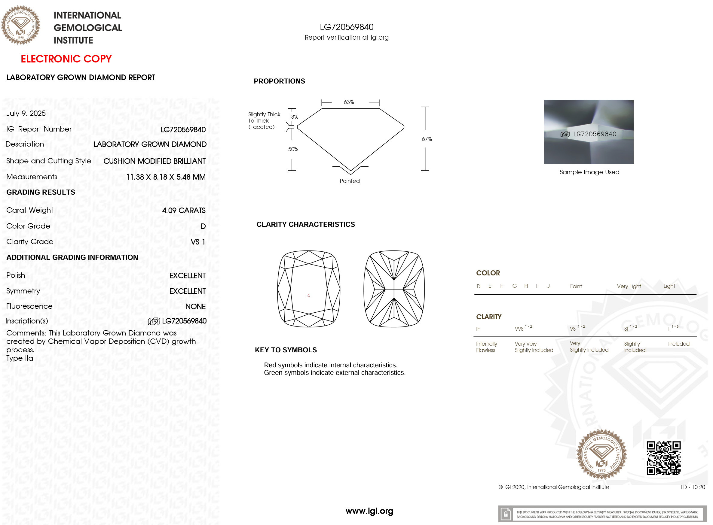 4.09 Carat D-VS1 Elongated Cushion Lab Grown Diamond - IGI (#121426)