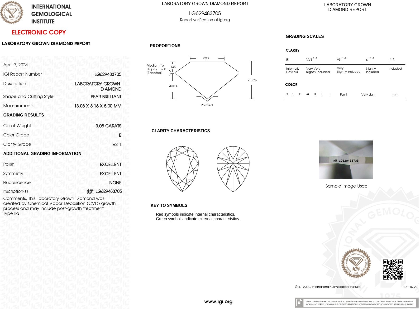 3.05ct E-VS1 Pear Lab Diamond Stella