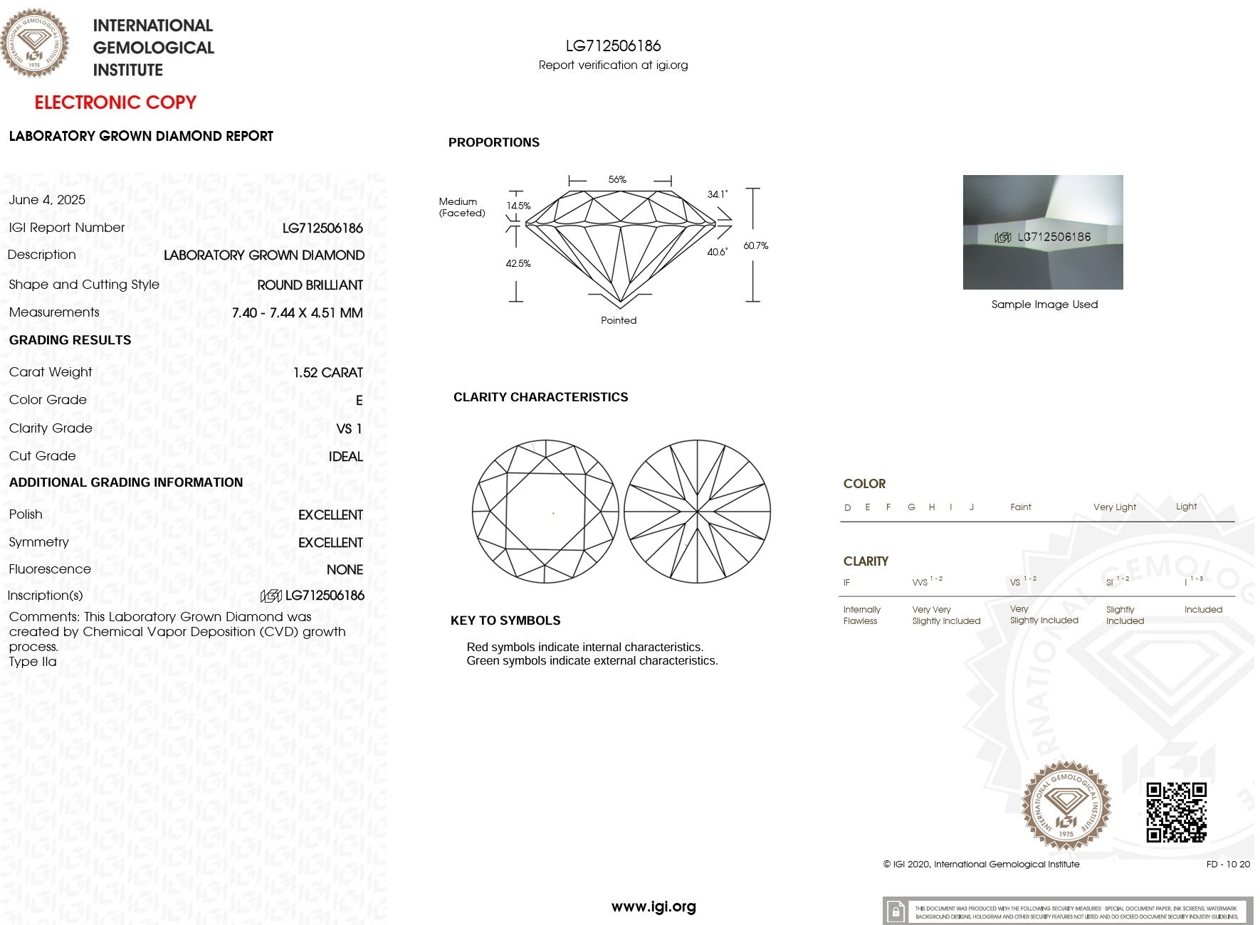 1.52ct E-VS1 Round Lab Diamond Nova