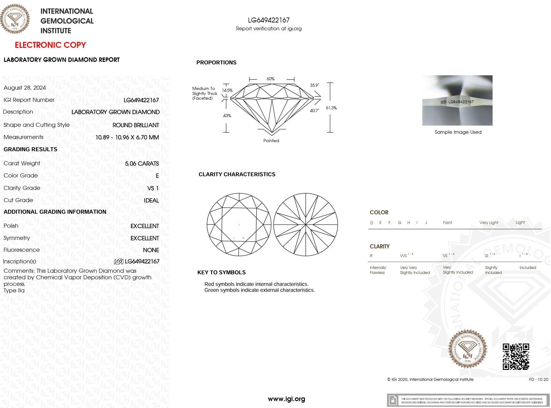 5.06ct E-VS1 Round Lab Diamond Hana