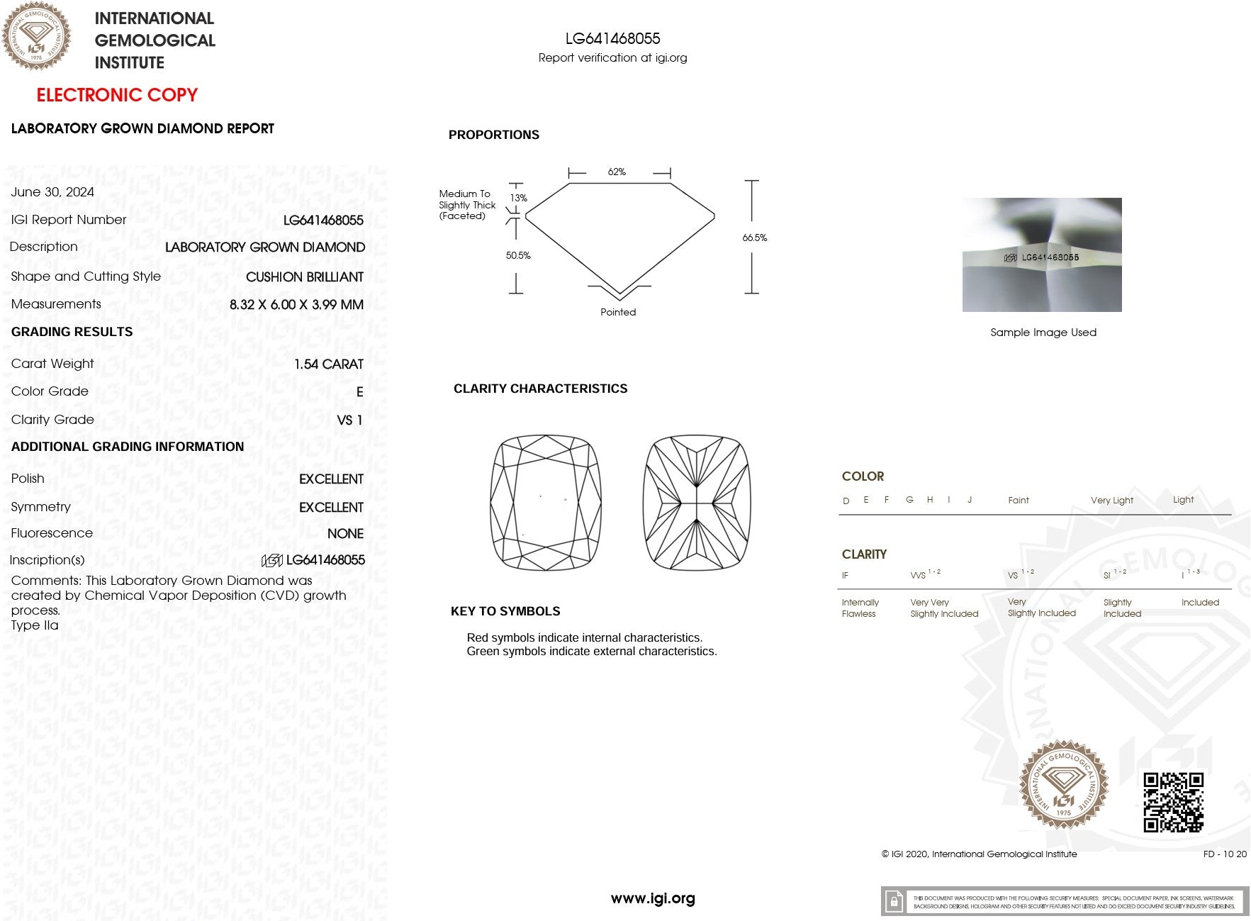 1.54ct E-VS1 Cushion Lab Diamond Lindsey