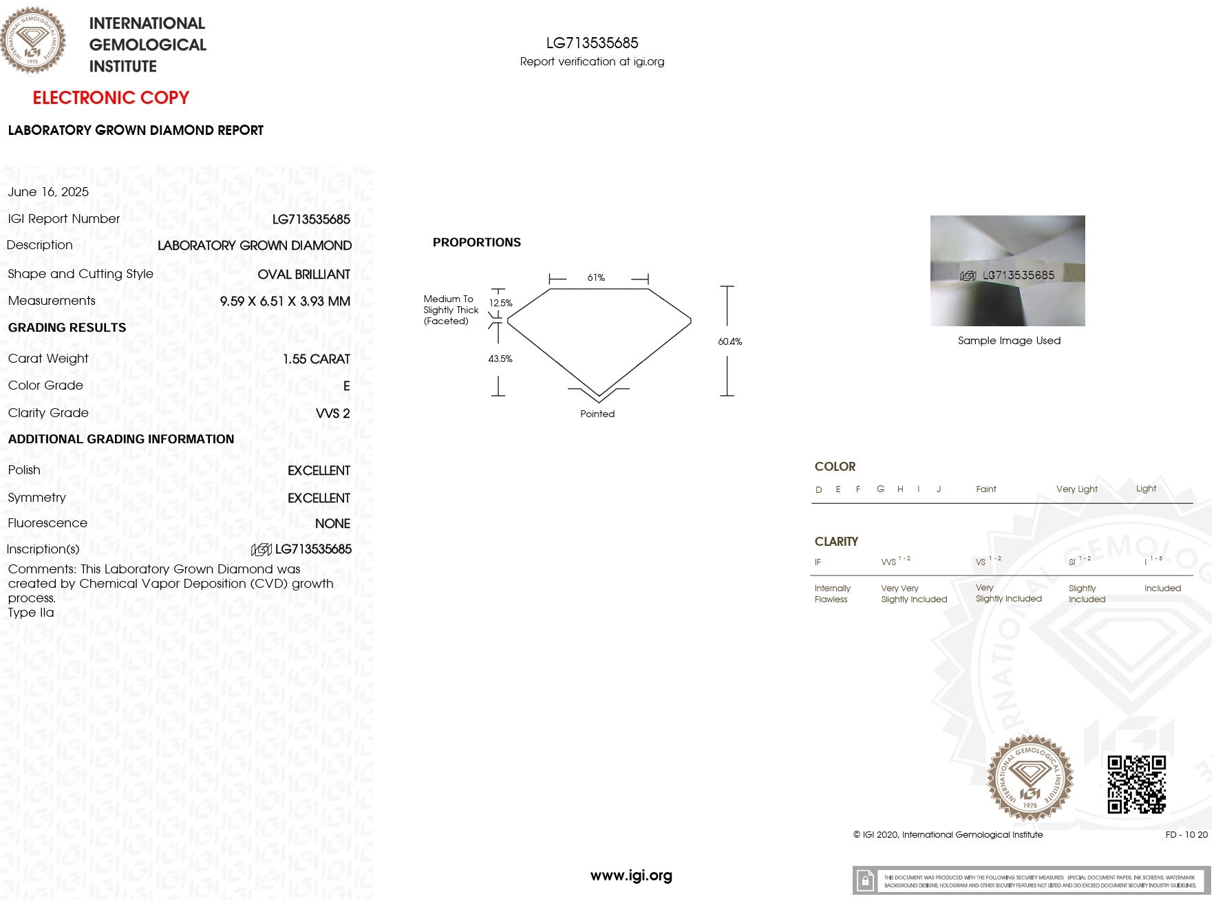 1.55ct E-VVS2 Oval Lab Diamond Kayla