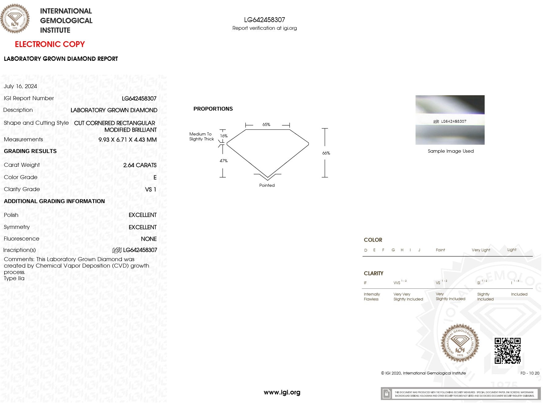2.64ct E-VS1 Radiant Lab Diamond Kayla