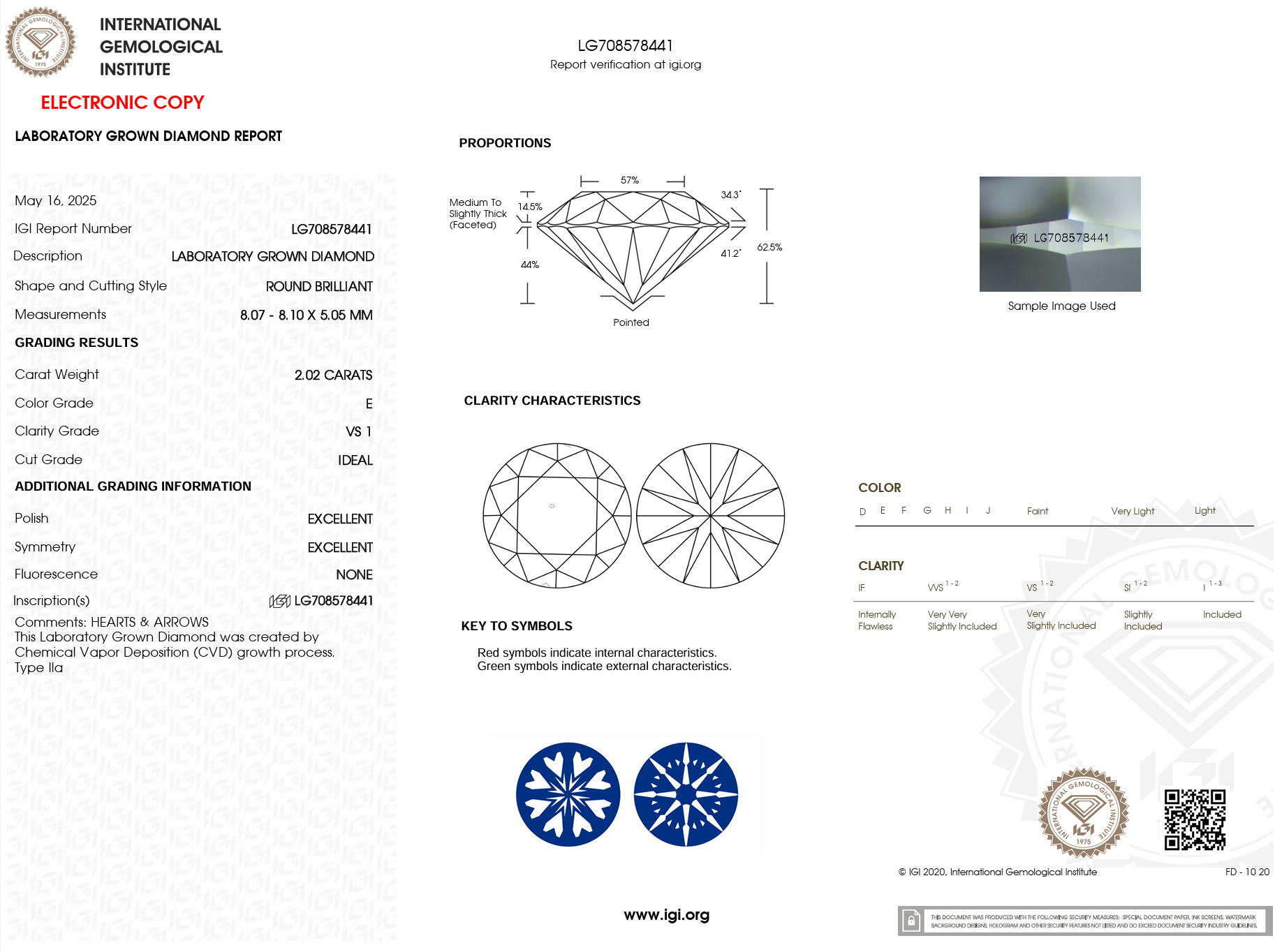 2.02 Carat E-VS1 Round Lab Grown Diamond - IGI (#121829)