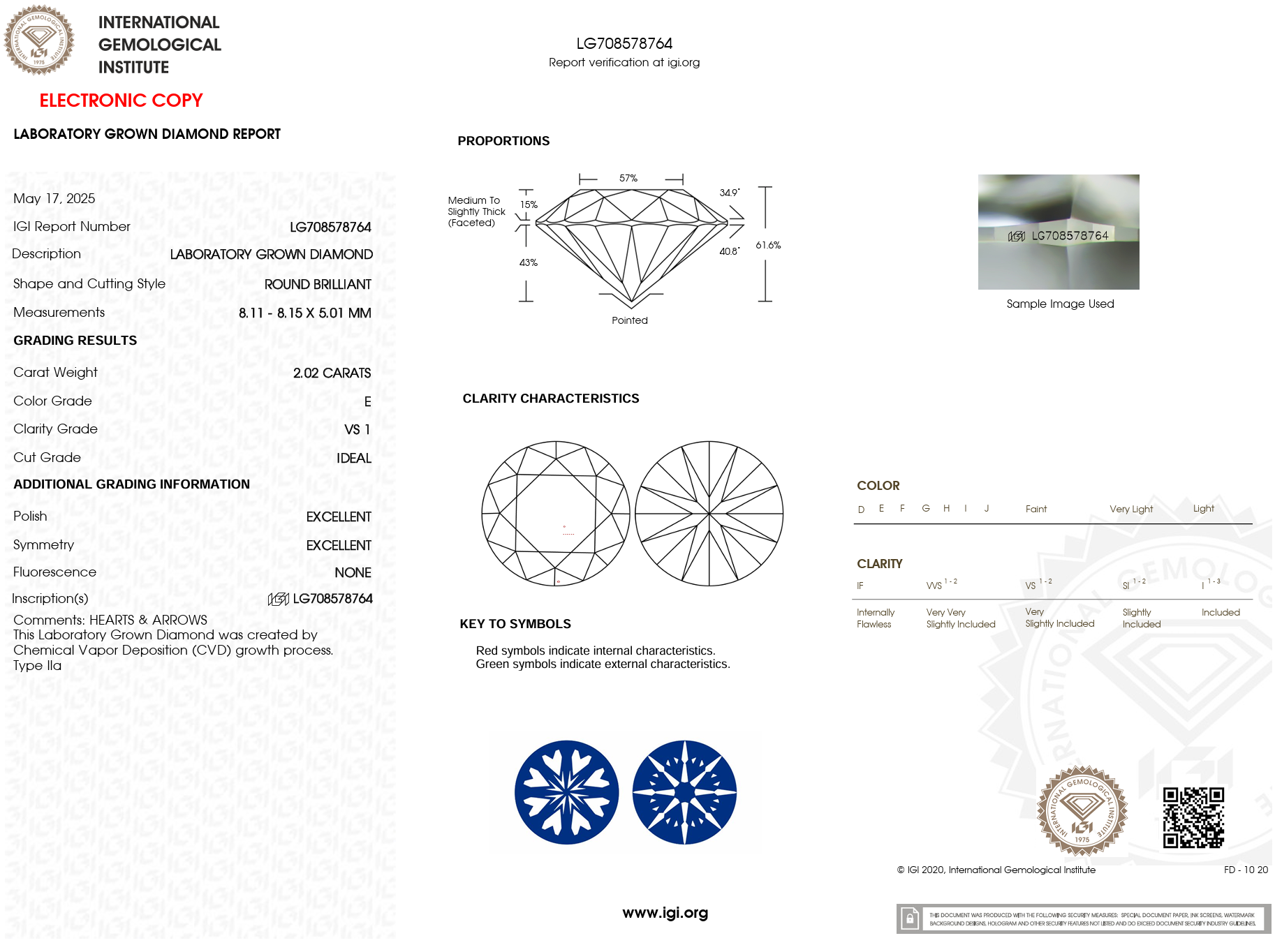 2.02 Carat E-VS1 Round Lab Grown Diamond - IGI (#121830)