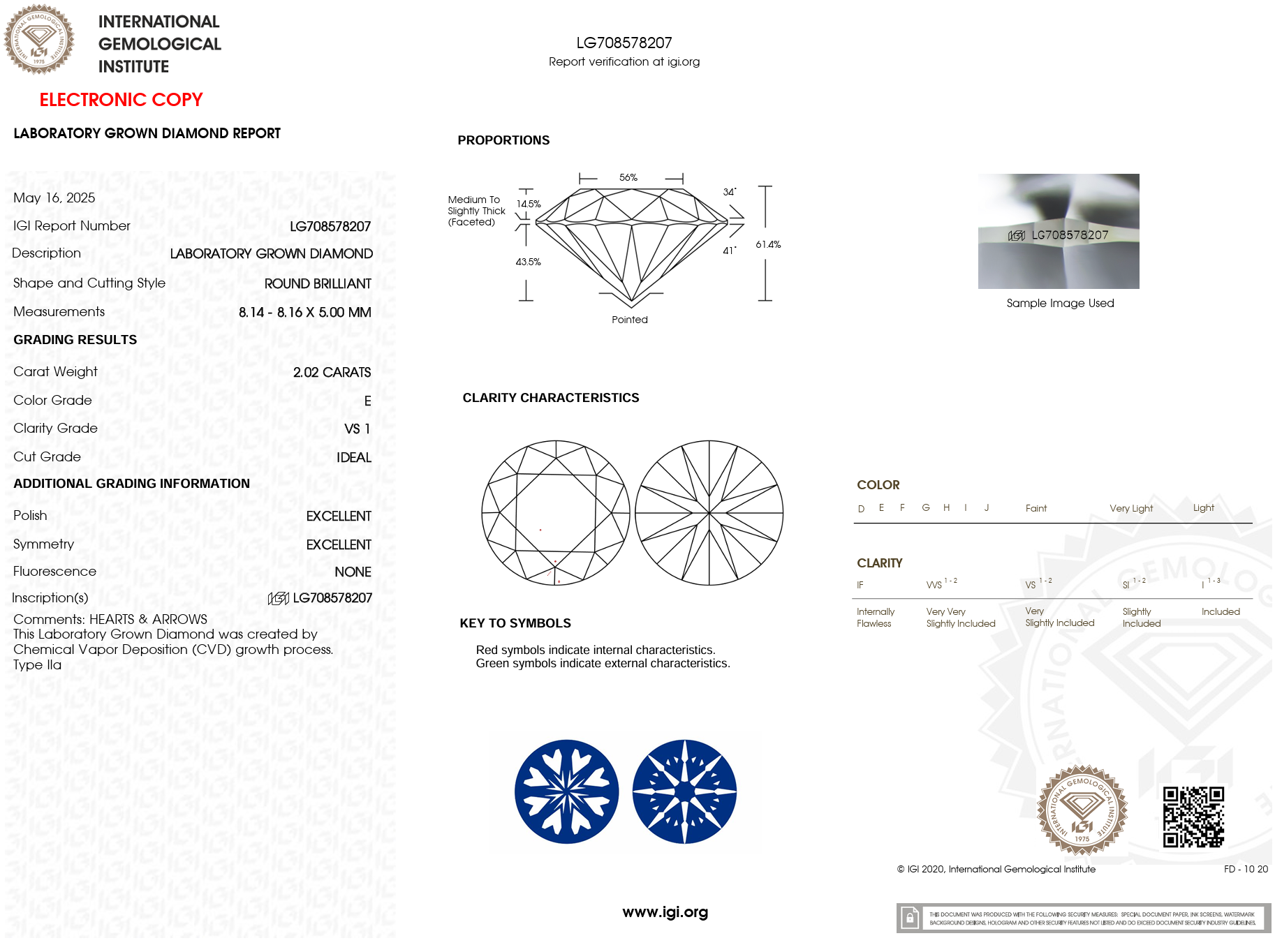 2.02 Carat E-VS1 Round Lab Grown Diamond - IGI (#121831)