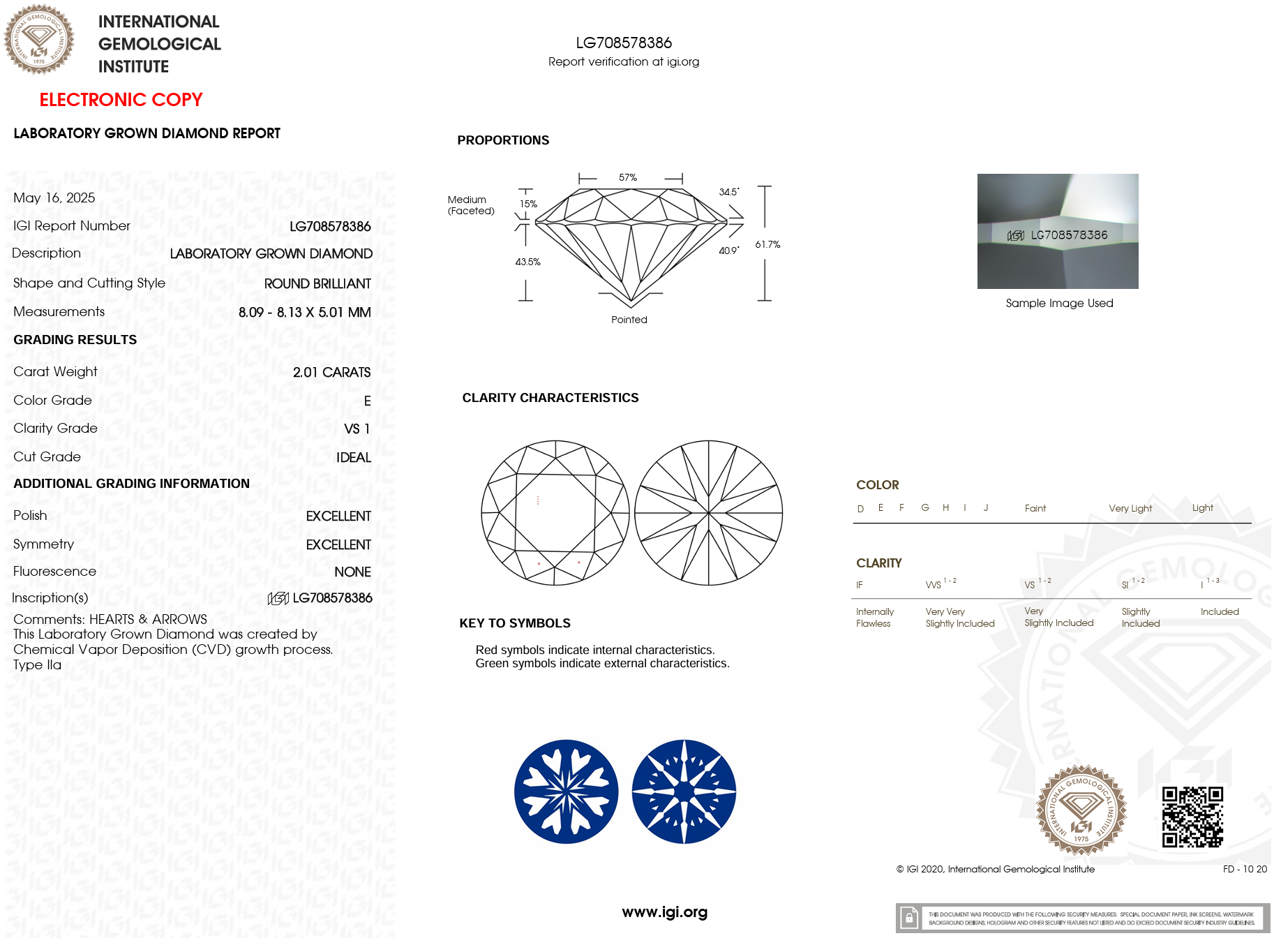 2.01 Carat E-VS1 Round Lab Grown Diamond - IGI (#121833)