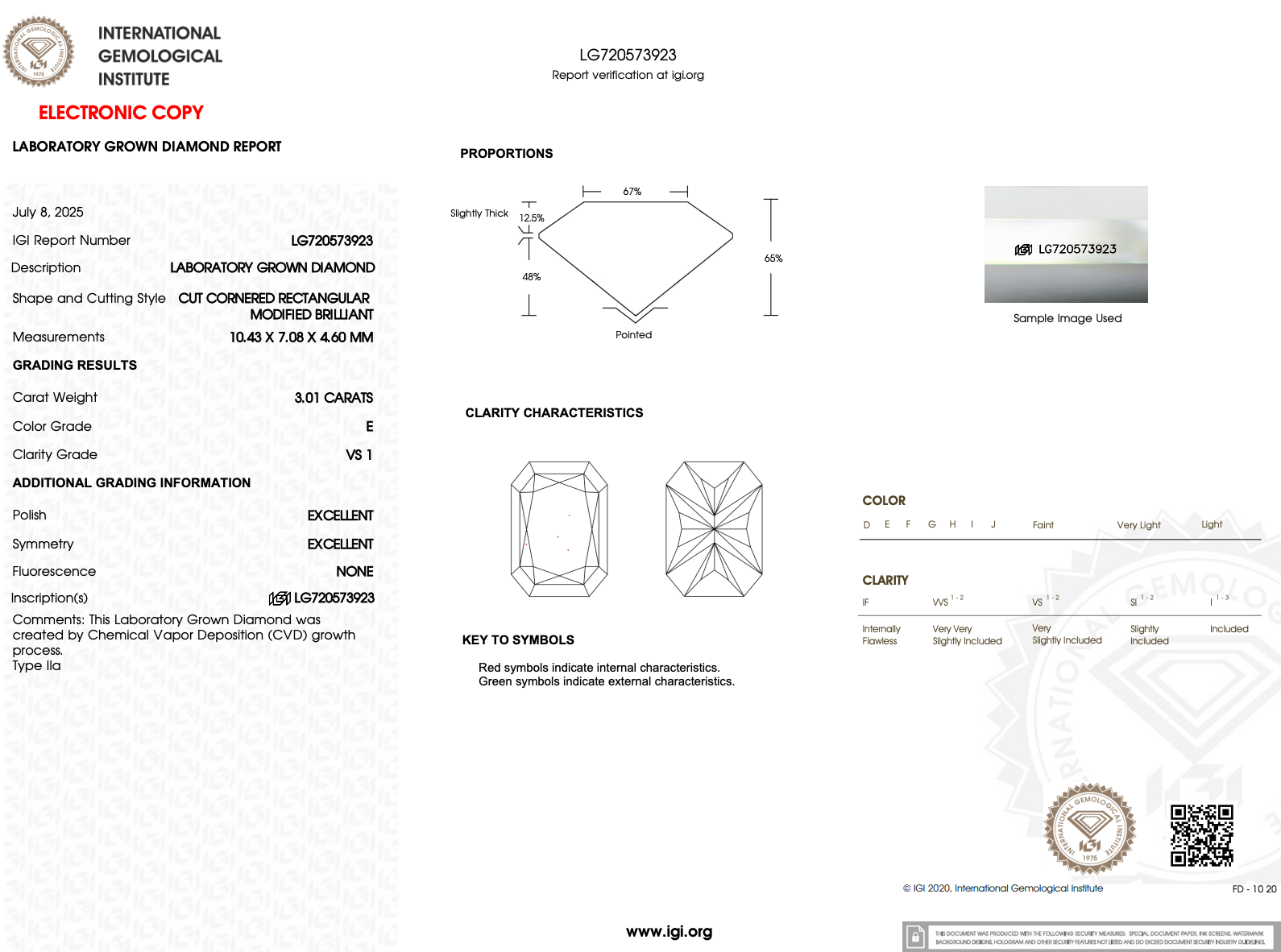 3.01ct E-VS1 Radiant Lab Diamond Isabela