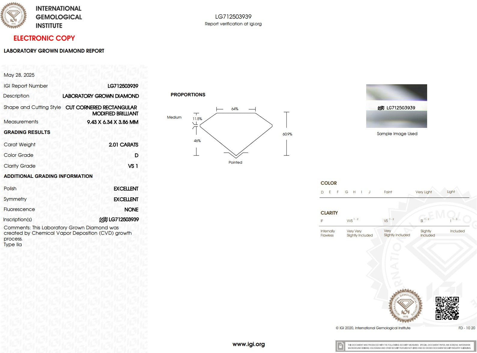 2.01ct D-VS1 Radiant Lab Diamond Stephanie