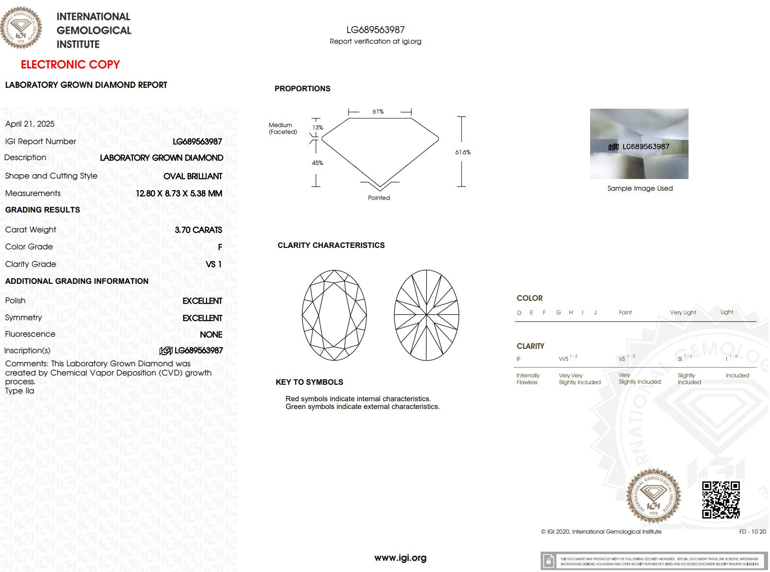 3.70ct F-VS1 Oval Lab Diamond Ariel