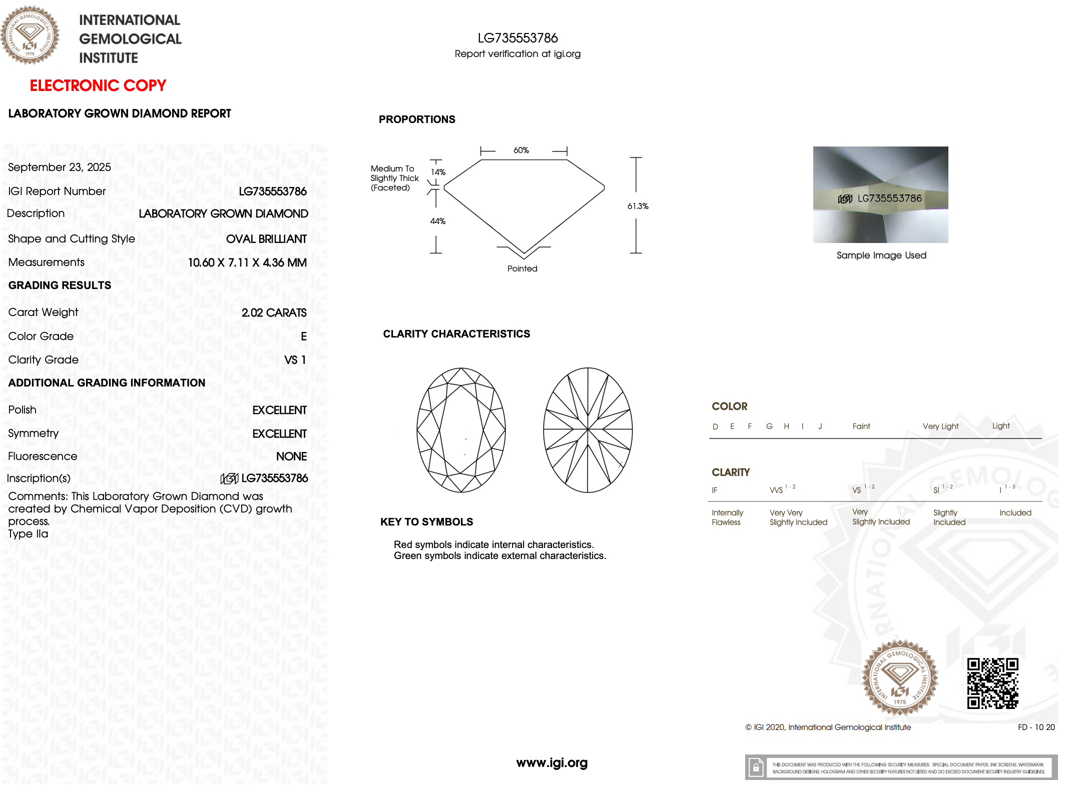 2.02 Carat E-VS1 Oval Lab Grown Diamond - IGI (#121990)